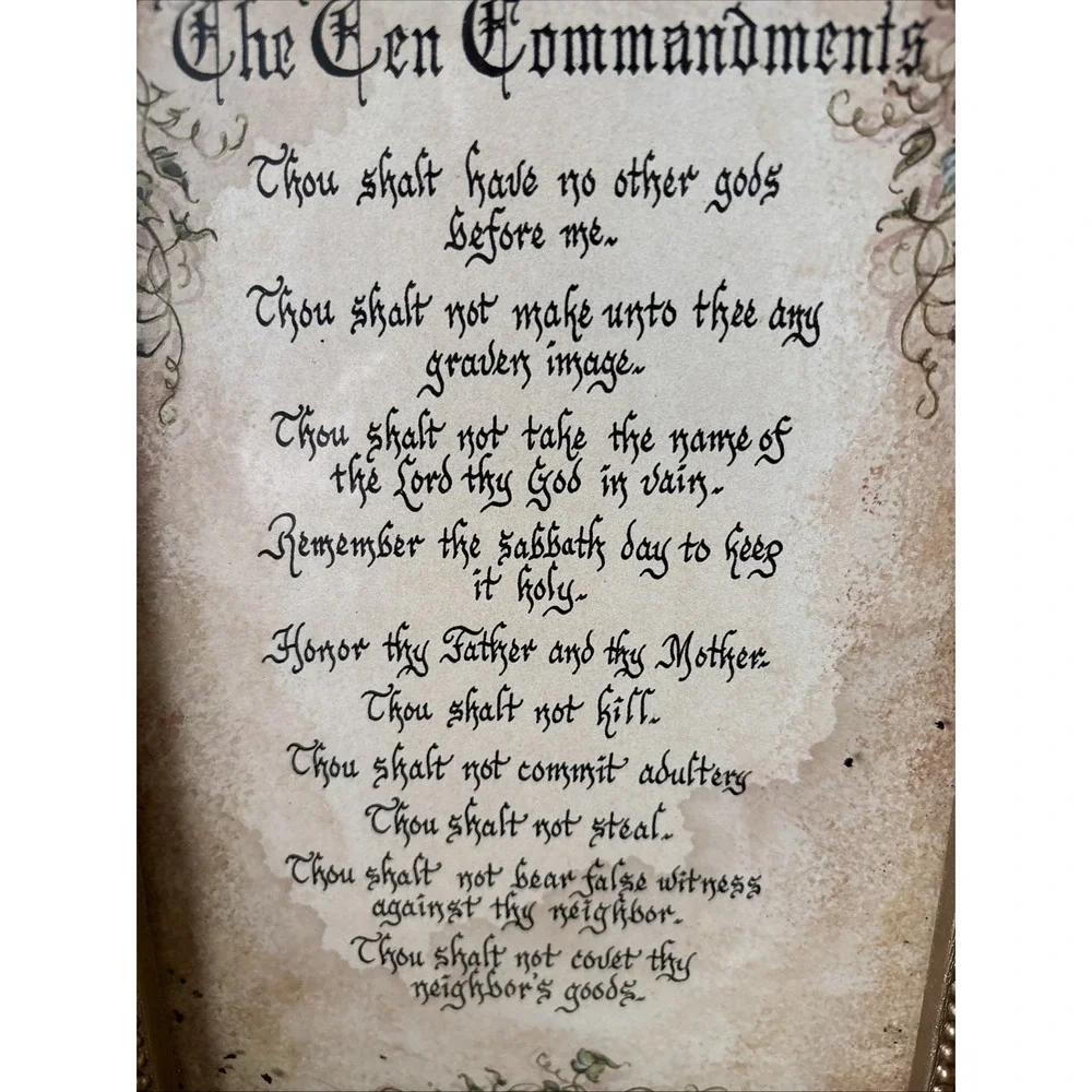 Vintage Home Interiors Ten Commandments Gold Framed Wall Art 20